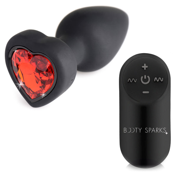 Vibrating Red Heart Anal Plug - Small